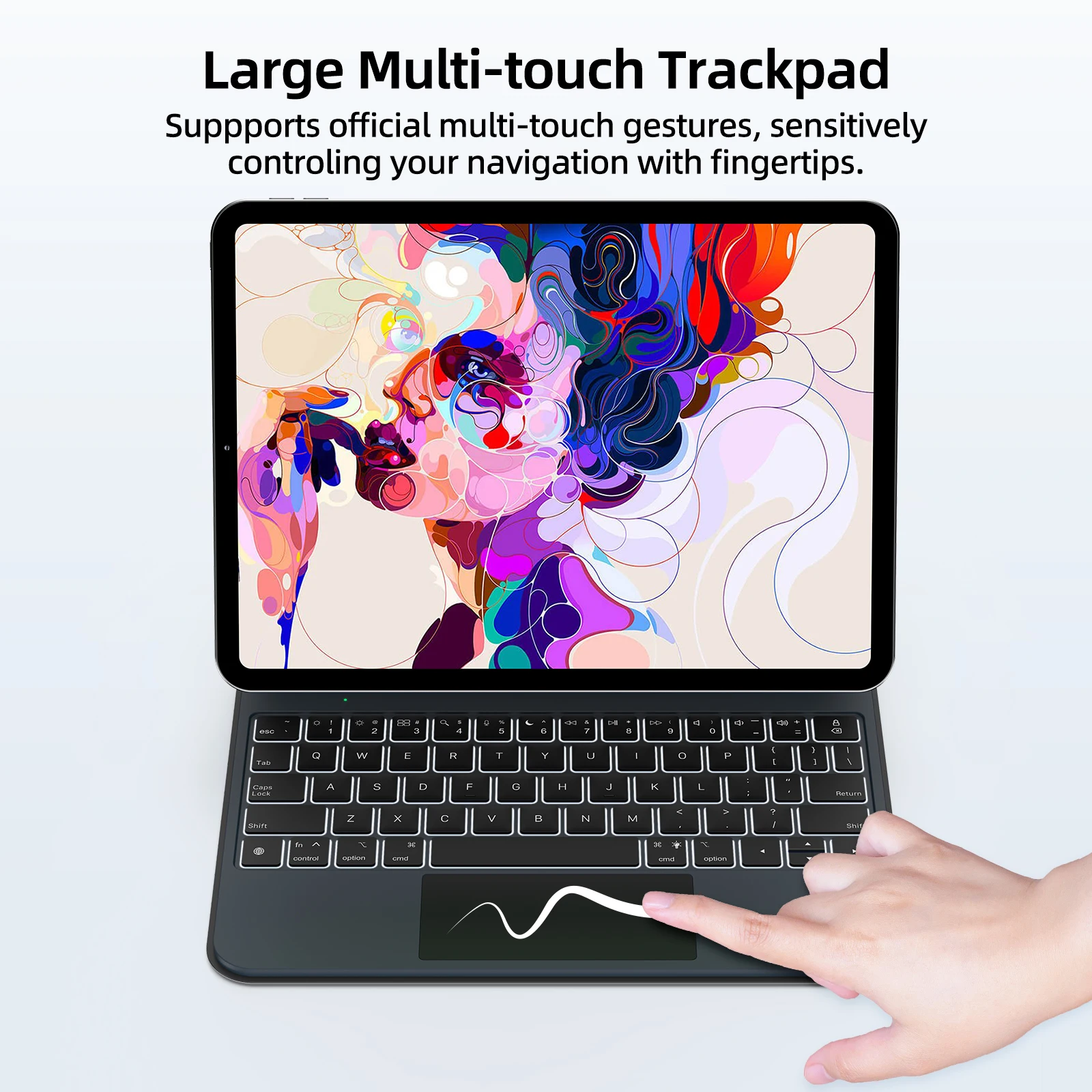 GOOJODOQ 스마트 플러그 앤 플레이 매직 키보드 케이스, iPad Pro 11 2024 M4 iPad Air 4/5/6 멀티 터치 터치 패드, 스마트 역방향 충전