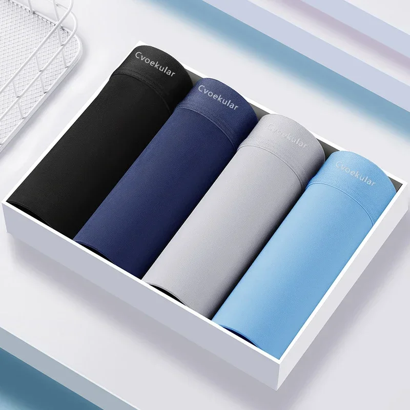 Cvoekular4/8pcs 남자 복서 Underwaer 얼음 실크 Sous Vetement Homme 란제리 속옷 Bokserki Meskie Calzoncillos 반바지 팬티
