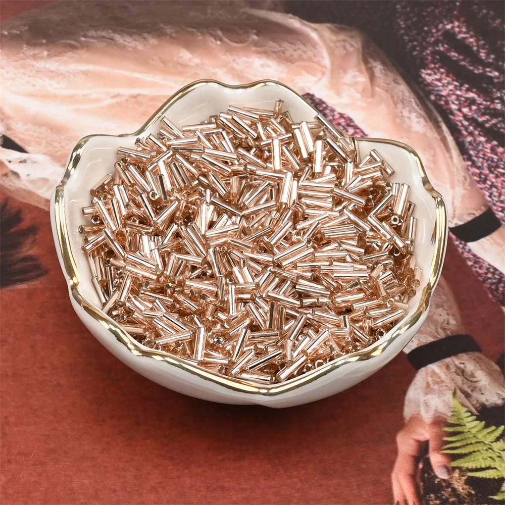 2x6mm 실버 컬러 라인 튜브 비즈 유리 미니 일본 비즈 DIY 팔찌 쥬얼리 드레스 의류 액세서리 만들기