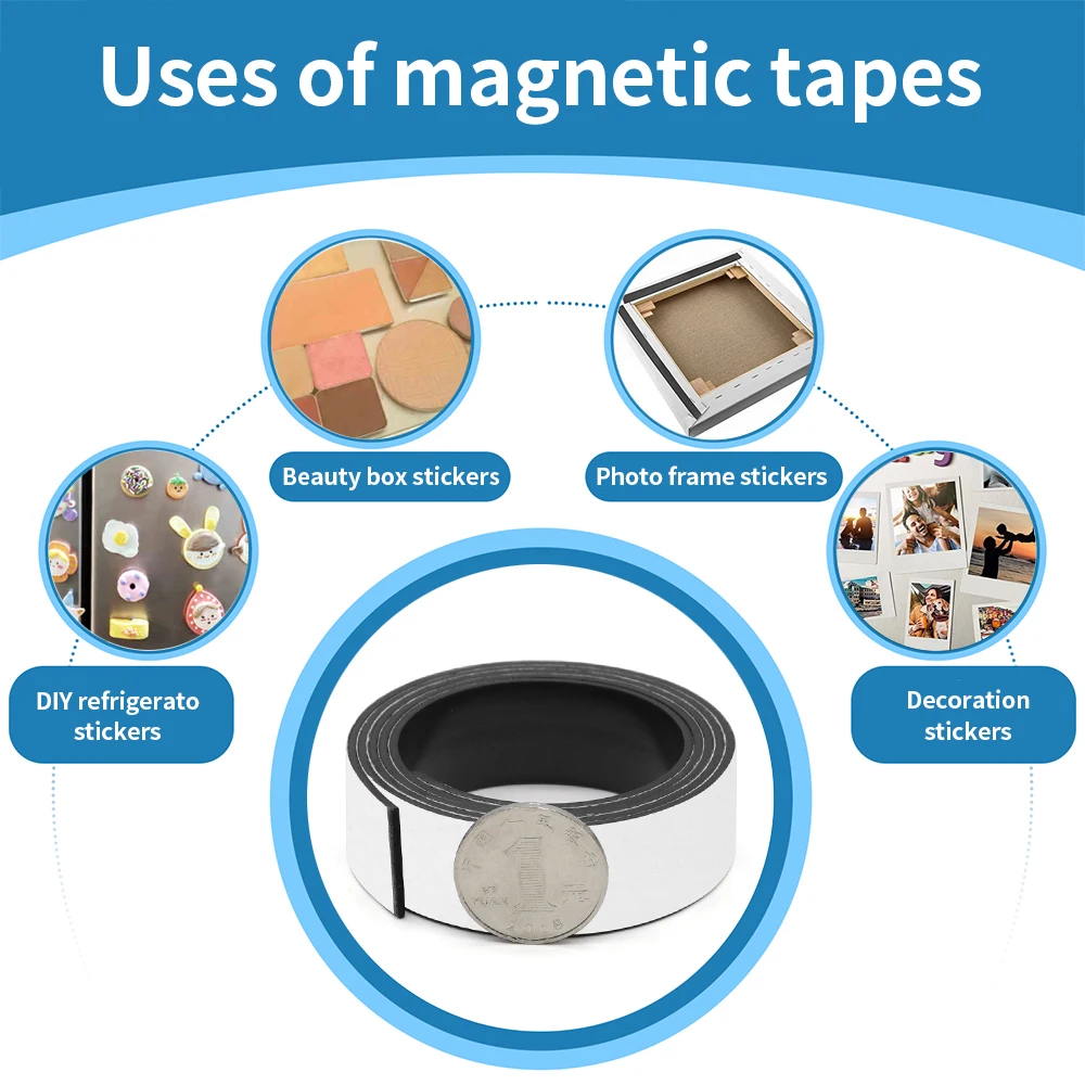 1 미터 자기 접착 자석 스트립 고무 자석 테이프 냉장고 사진 포스터에 대 한 강력한 유연한 자석 스트라이프 무료 절단
