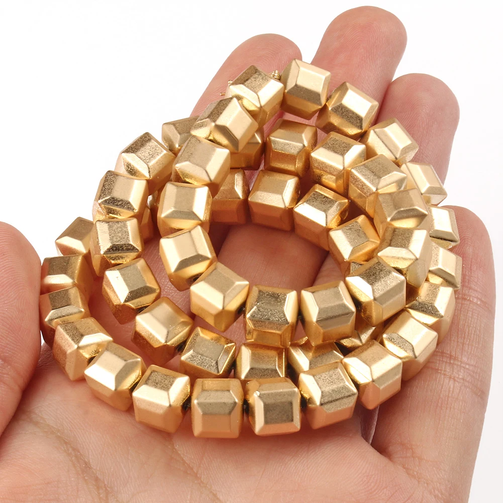 자연 14k 골드 도금 적철광 비즈 불규칙한 라운드 하트 큐브 Rondelle 스페이서 비즈 쥬얼리 만들기 Diy 팔찌 목걸이