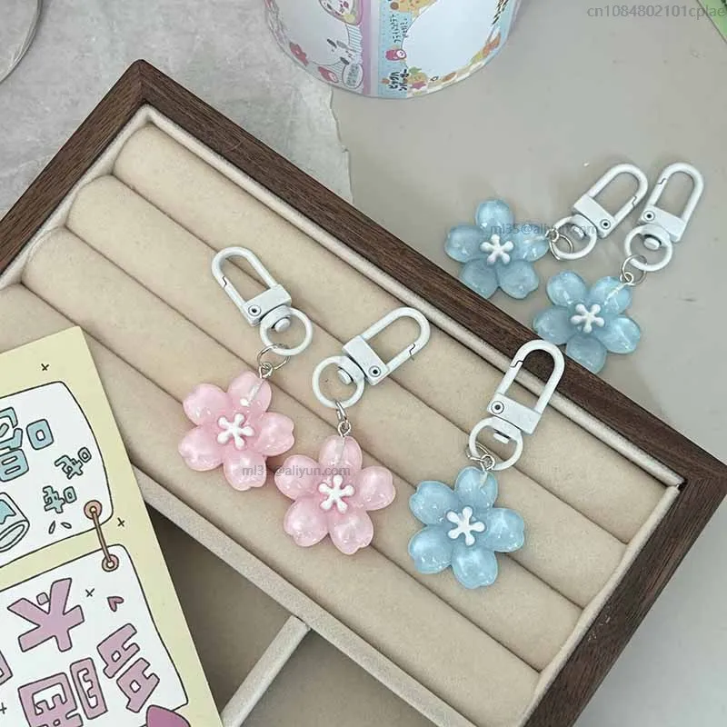 수지 벚꽃 젤리 사쿠라 펜던트 열쇠 고리 열쇠 고리 로맨틱 반투명 꽃 인형 펜던트 시뮬레이션 사쿠라 열쇠 고리