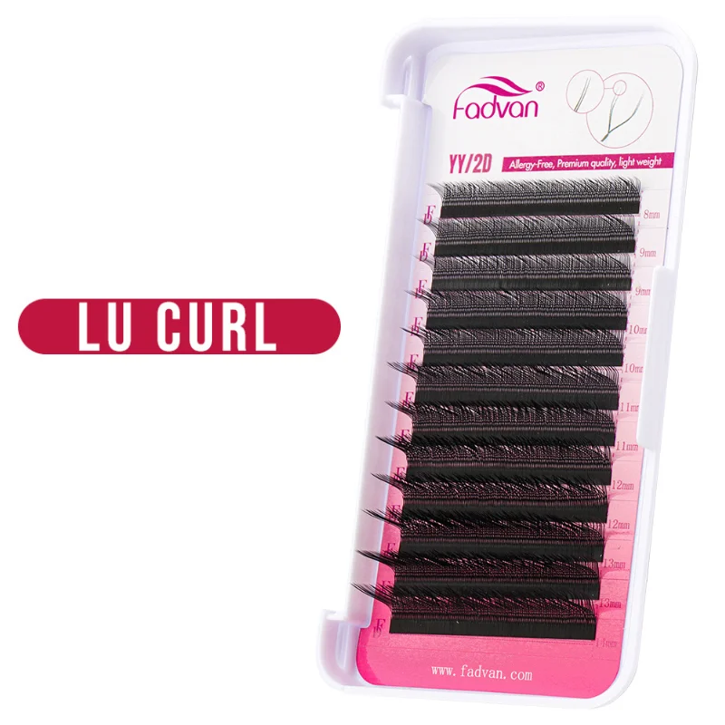 FADVAN YY 모양 프리메이드 볼륨 속눈썹, 여우 눈 속눈썹, 인조 밍크 속눈썹, 브라질 볼륨, 내추럴 소프트, 블랙, 다크 브라운