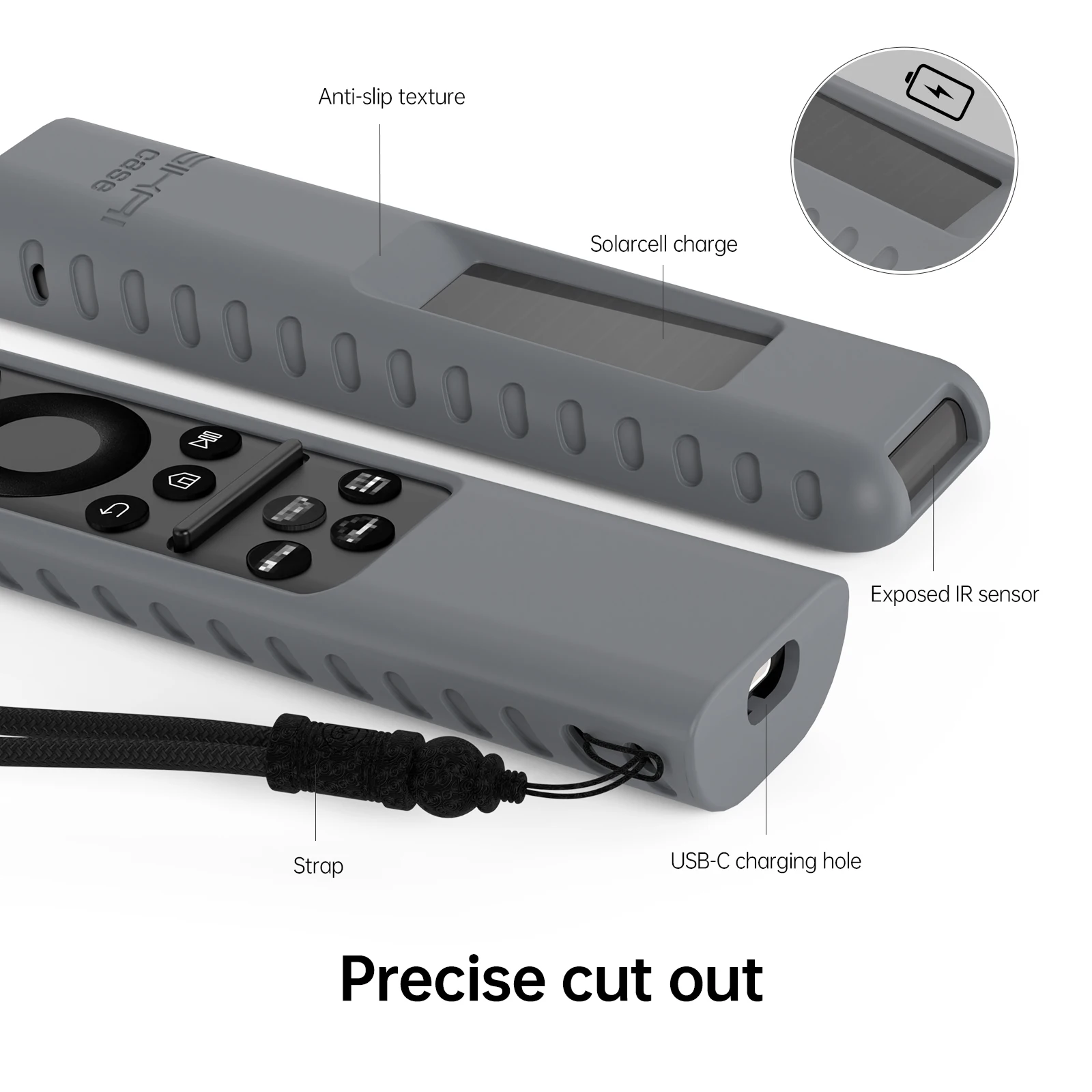 삼성 BN59-01432A 용 SIKAI 실리콘 커버 2023 태양 광 충전 TM2360E TM2361E 용 기존 음성 스마트 TV 원격 제어 케이스