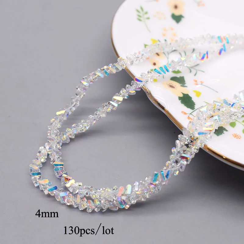 하이 퀄리티 삼각형 크리스탈 유리 비즈, 반짝이는 색상, 느슨한 비즈, 쥬얼리 제작, DIY 귀걸이 목걸이, 4mm, 130 개