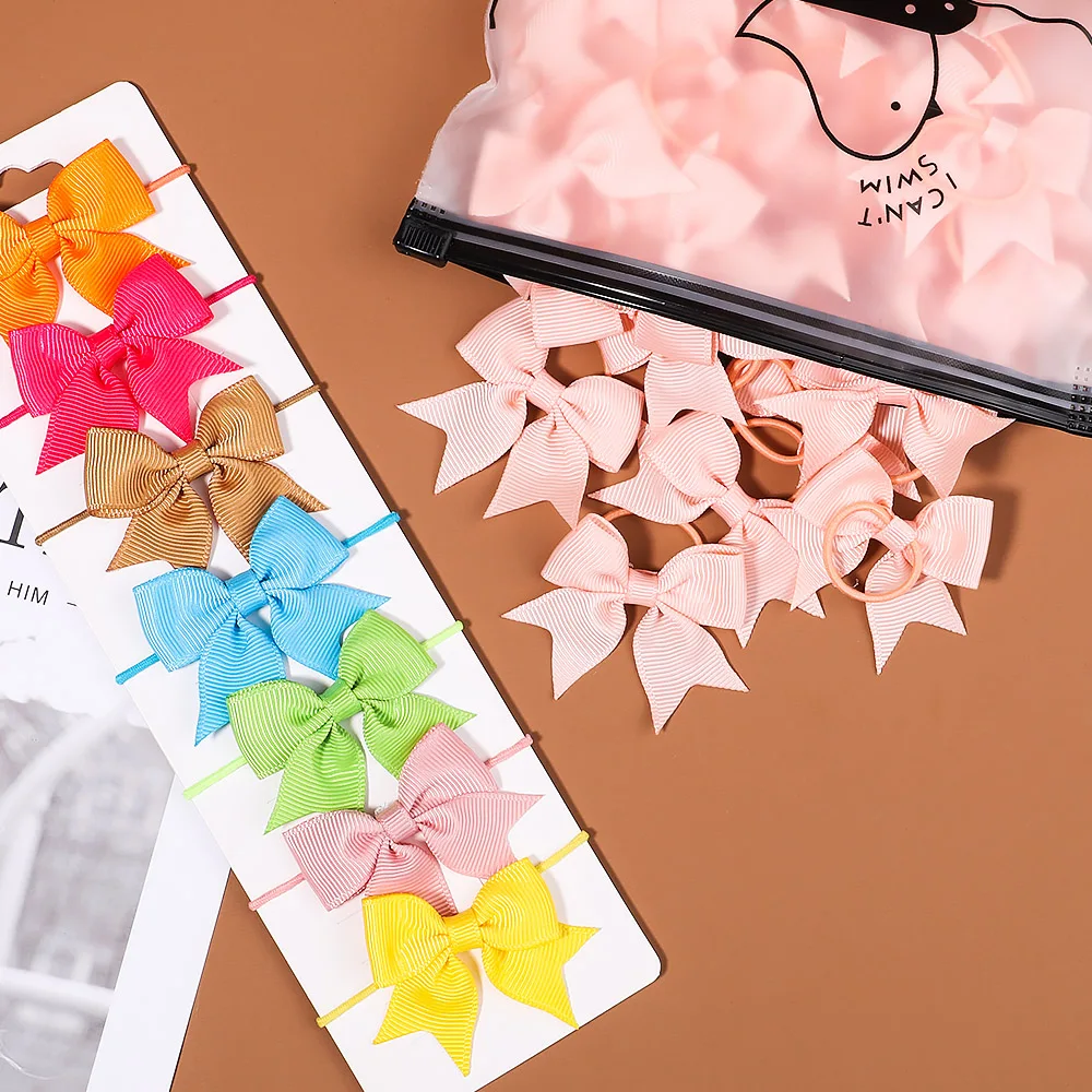 5/10/20Pcs 미니 솔리드 활 탄성 헤어 밴드 어린이 소녀 작은 고무 밴드 헤어 로프 포니 테일 홀더 모자를 쓰고 있죠 헤어 액세서리