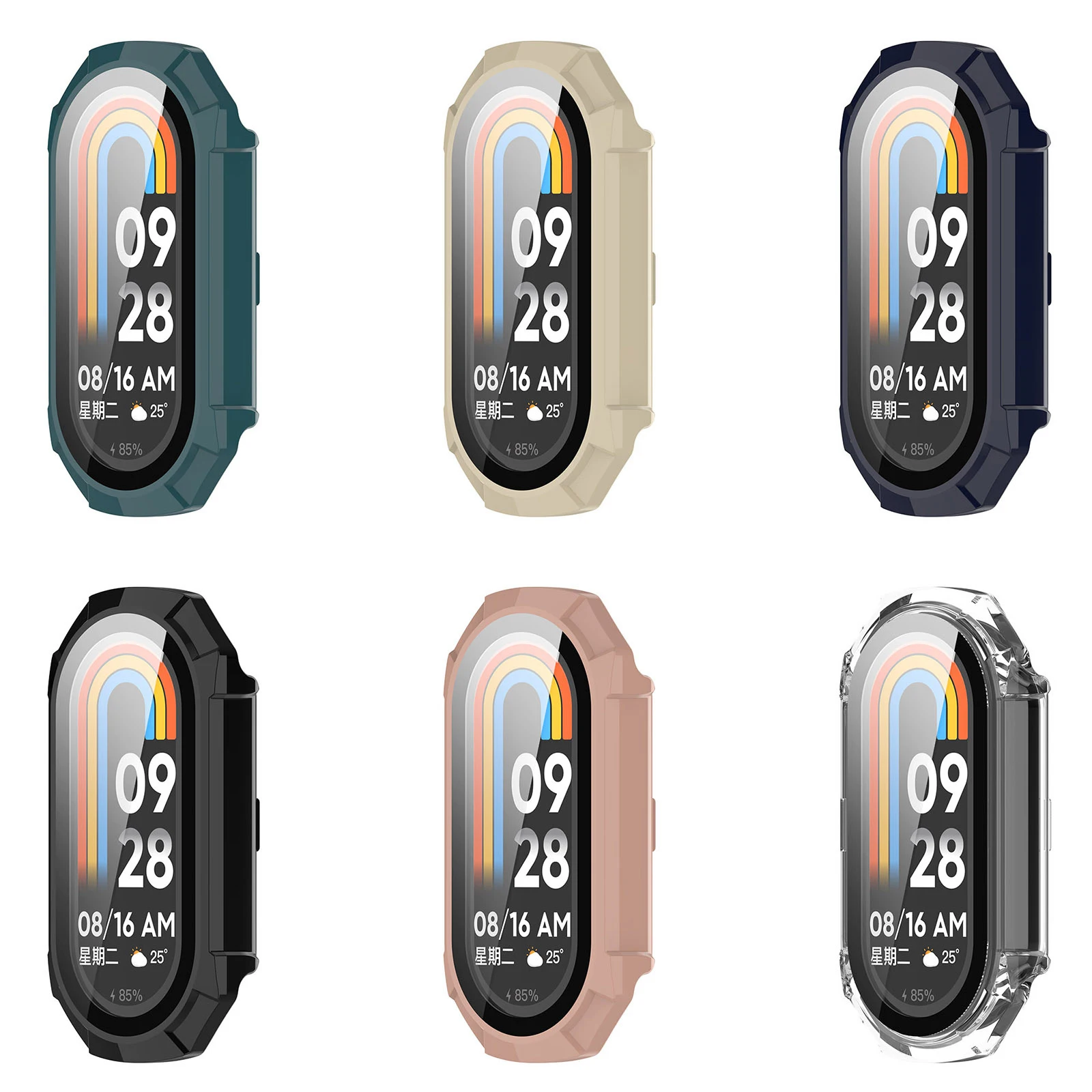 Xiaomi Mi Band 9 PC 용 케이스 + 유리 Mi Band 9 액세서리 용 범용 범퍼 긁힘 방지 보호 커버 + 화면 보호기