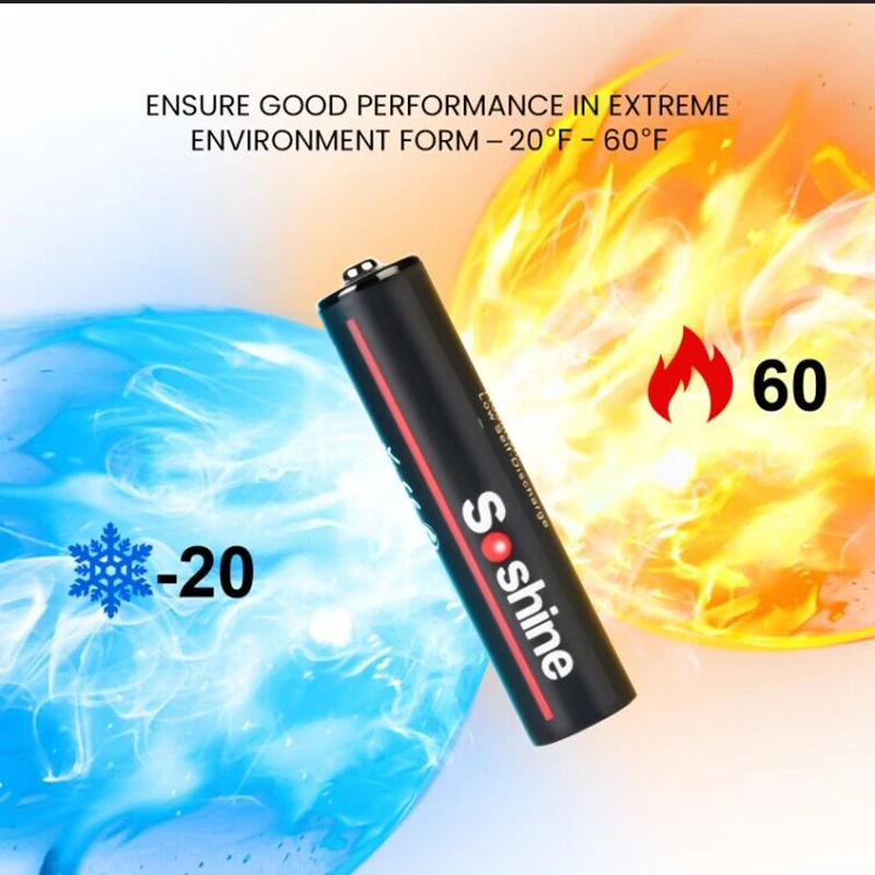 Soshine USB 1100mWh 리튬 배터리 1.5V AAA 1100mWh 충전식 배터리 원격 제어 무선 마우스용 1000회 사이클