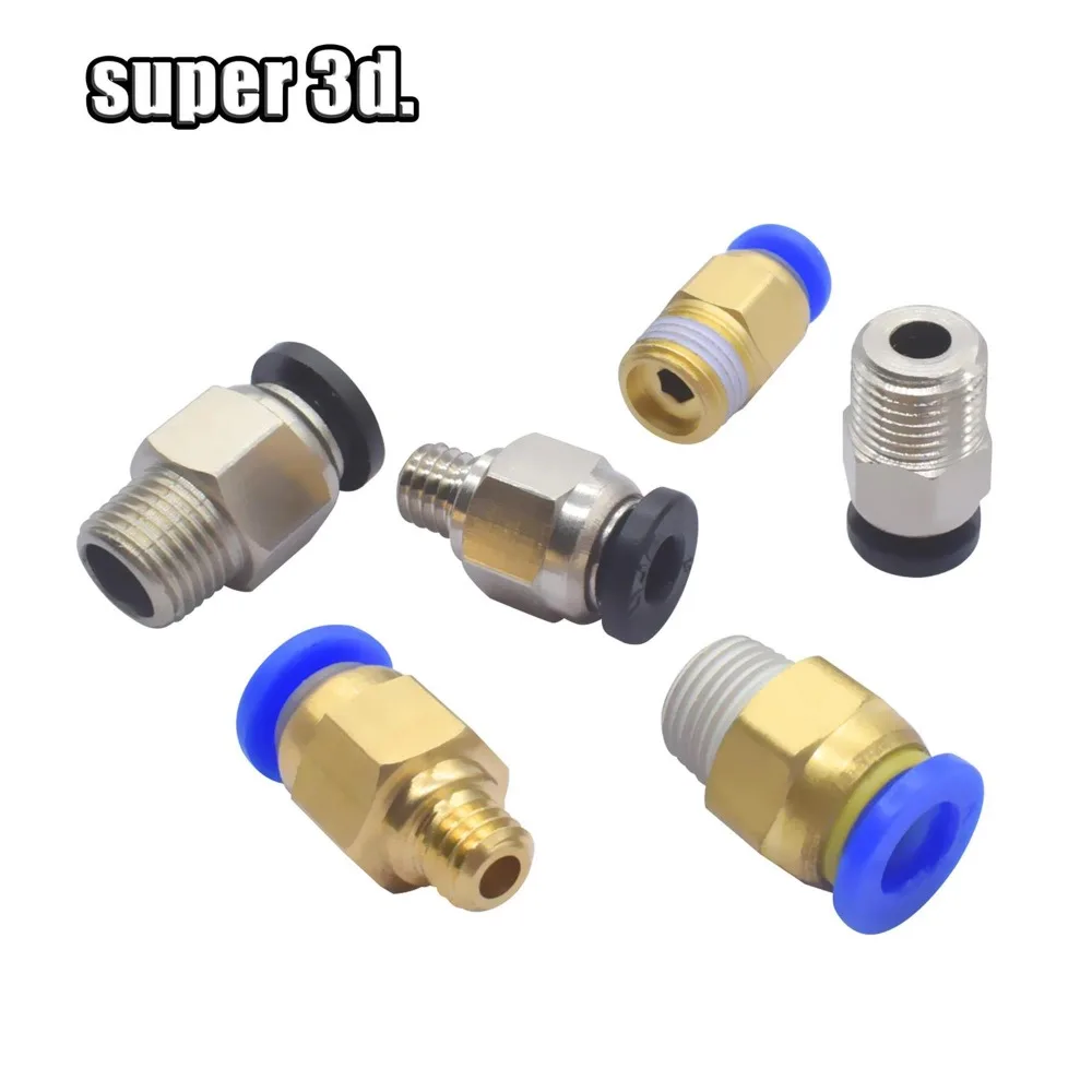 3D 프린터 부품 용 2pcs 공압 커넥터 Bowden Quick Jointer Coupler 1.75/3mm 파이프 pc4 m6 m10 피팅 PTFE 튜브 2/4mm