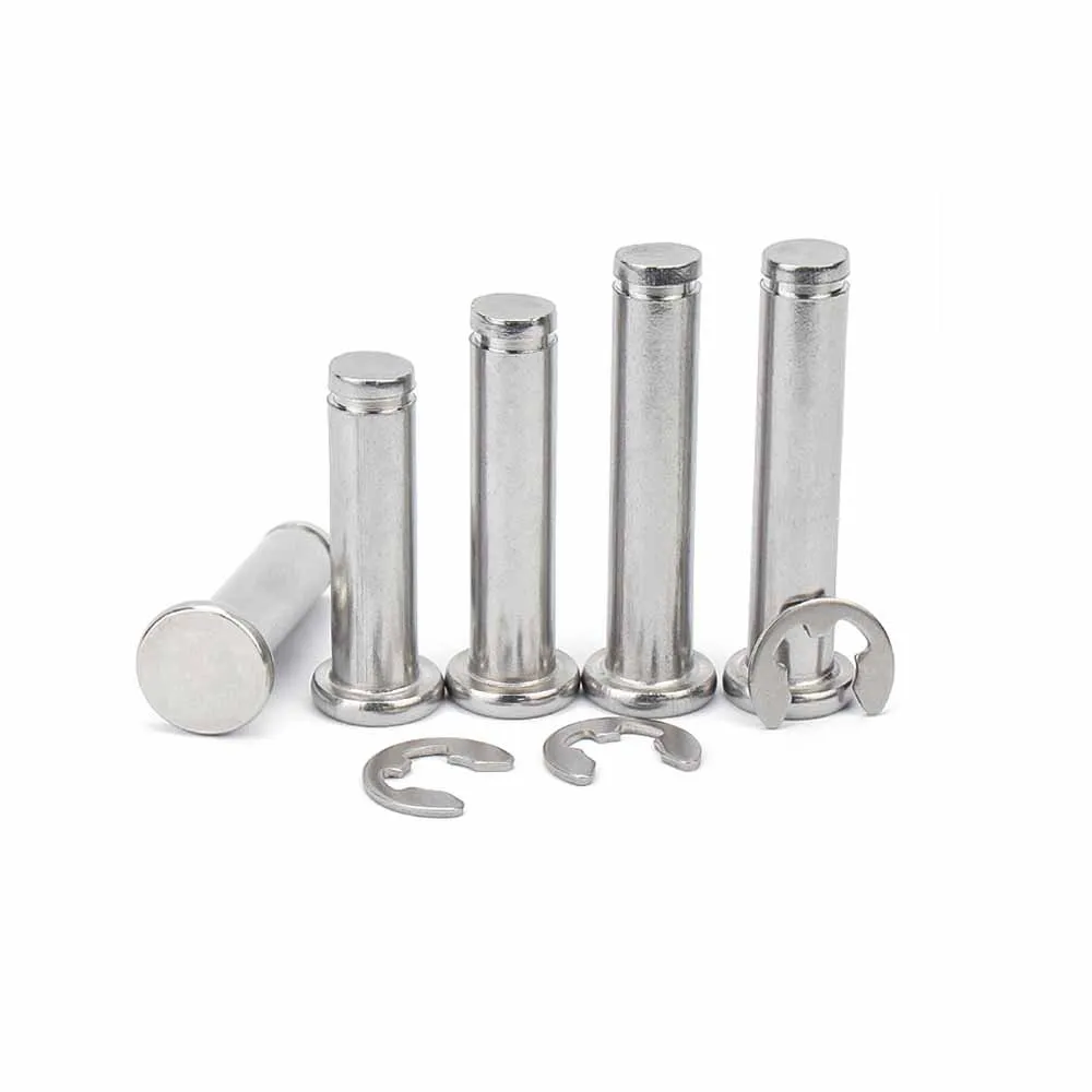 1/5pc M3 M4 M5 M6 M8 M10 M12 A2 스테인레스 스틸 플랫 헤드 베어링 원통형 위치 결정 축 샤프트 서 클립이있는 롤 은못 핀