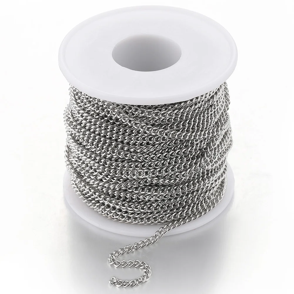 스테인레스 스틸 롤로 벌크 체인 케이블 링크 체인, 목걸이 팔찌 쥬얼리 제작, DIY 액세서리 도매, 2 m