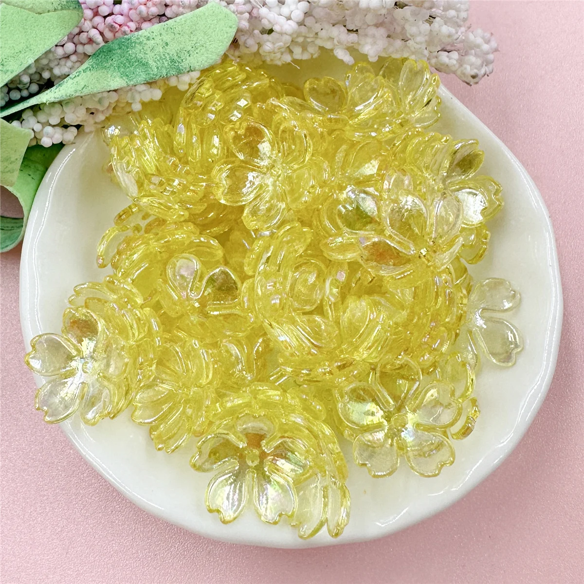 100 개/가방 15mm 아크릴 DIY Galsang 꽃 느슨한 구슬 귀걸이 쥬얼리 만들기 목걸이 팔찌