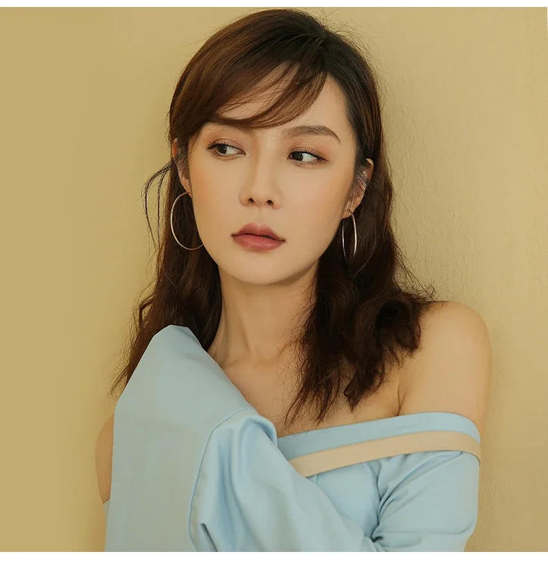 여자 100% 925 스털링 실버 후프 귀걸이 라운드 서클 루프 선물 상자 포장 간단한 실버 후프 귀걸이 피어싱