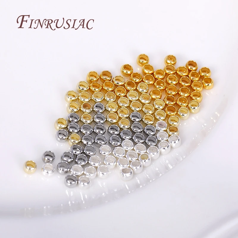 100pcs 18K 골드 도금 볼 크림프 엔드 비즈, 크림프 비즈, DIY 쥬얼리 만들기 용품에 대한 2mm 2.5mm 3mm 스토퍼 스페이서 비즈