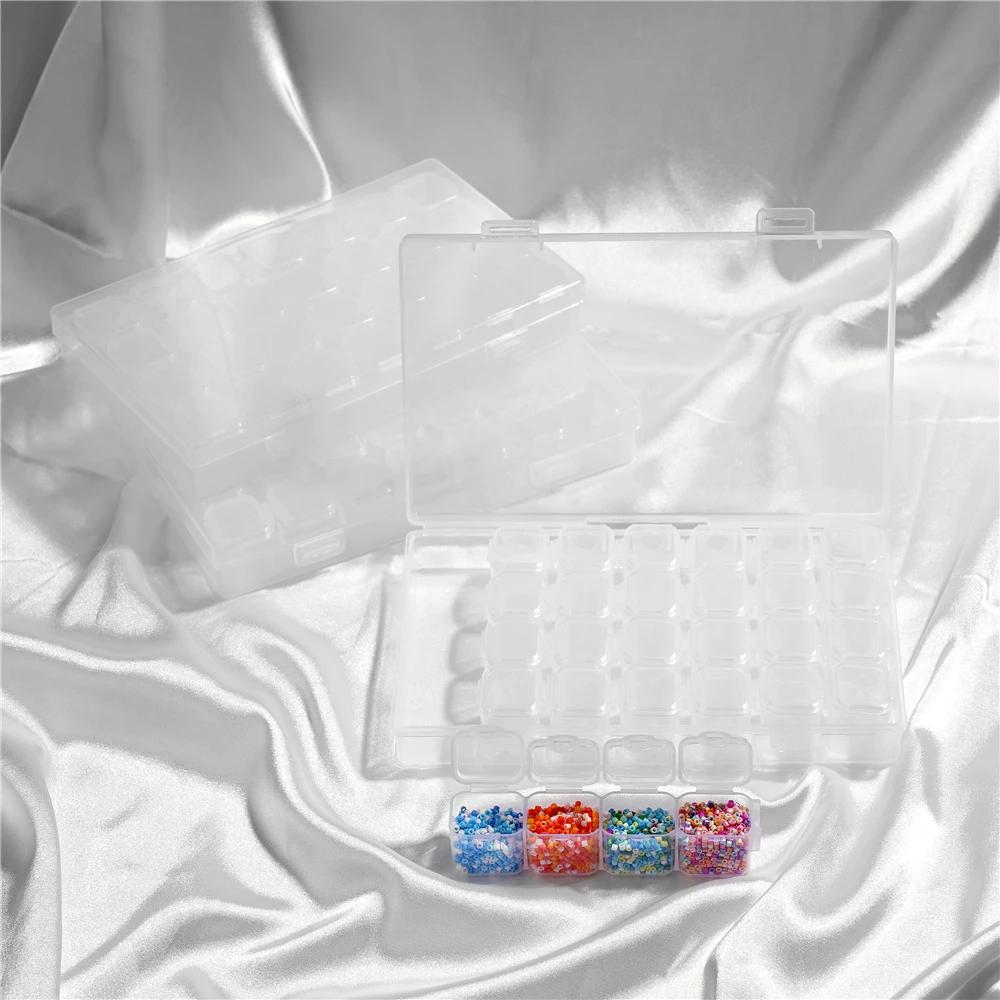 28 Girds 조정 가능한 플라스틱 스토리지 박스 비즈 링 펜던트 상자 쥬얼리 네일 아트 다이아몬드 페인팅 액세서리 컨테이너 상자