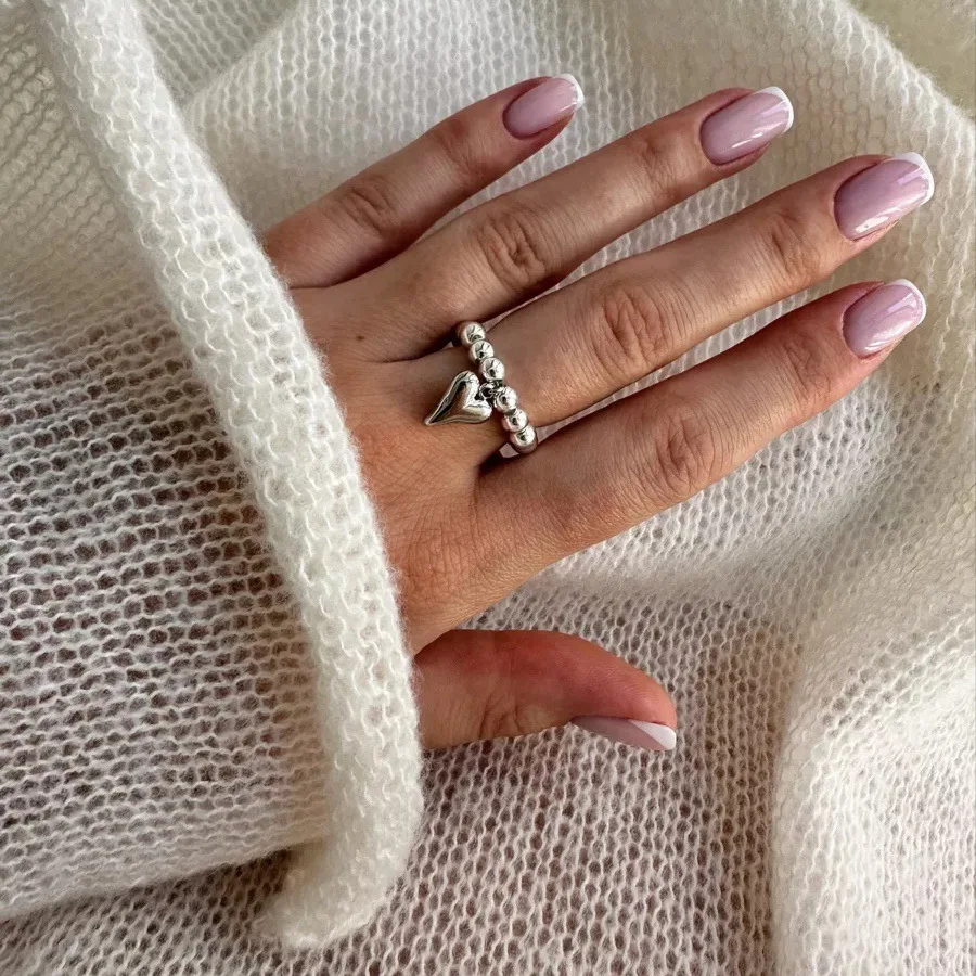 LATS 크리 에이 티브 수제 페르시 번지 코드 여성을위한 러브 하트 펜던트 반지 소녀 실버 컬러 CCB 구슬 조절 링 쥬얼리