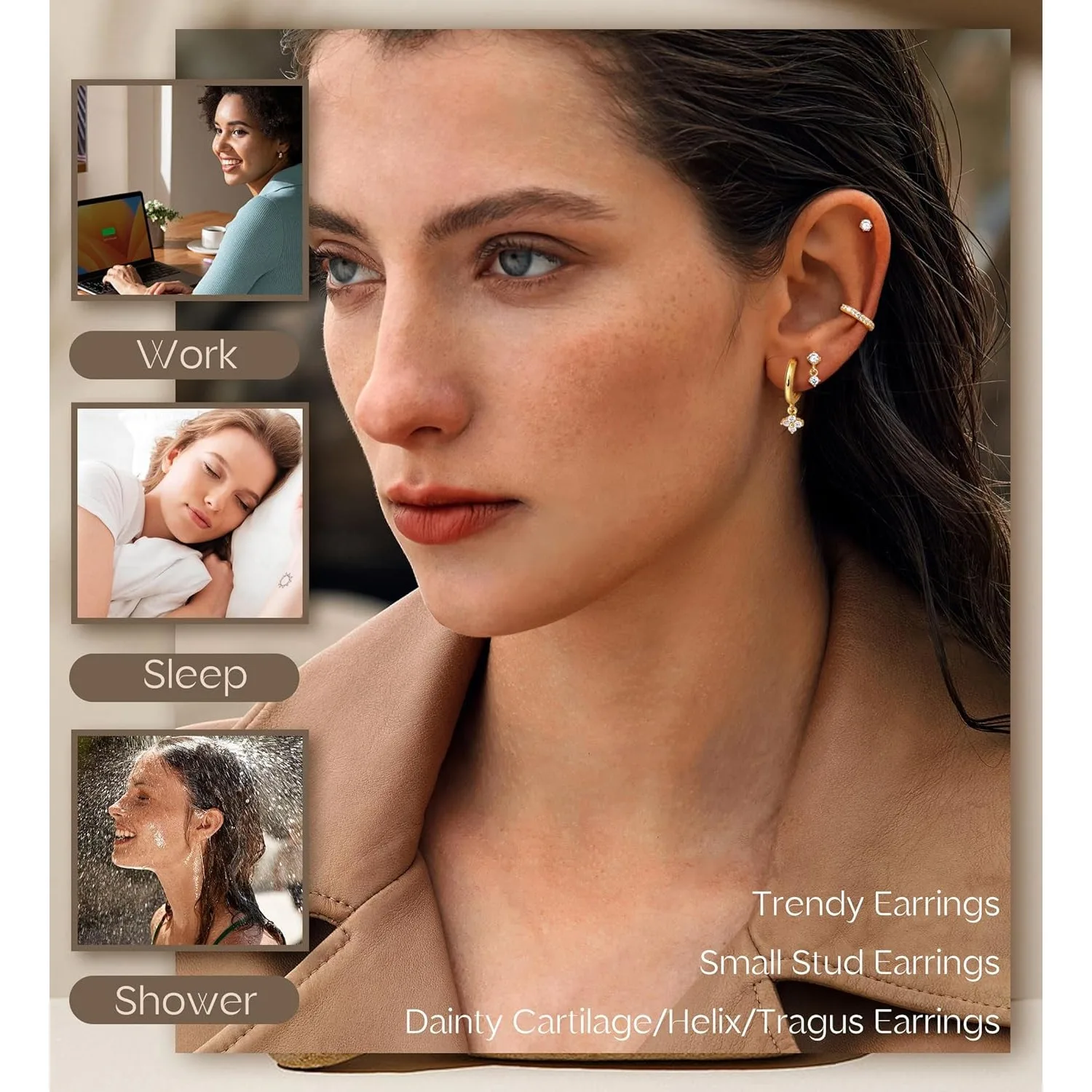 민감한 귀를위한 Bobisty 1pc 귀걸이 여성을위한 외과 스테인레스 스틸 귀걸이 Dainty Flat Back 귀걸이 스터드 후프 연골