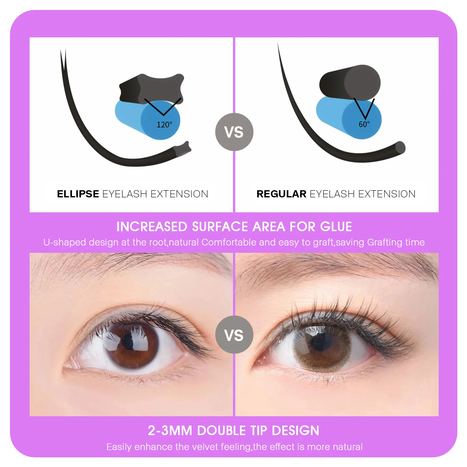 MASSCAKU 가짜 밍크 래쉬 타원형 플랫 속눈썹 연장 C/D 컬 0.15 0.20 0.25mm 8-18mm & 믹스 더블 스플릿 팁 메이크업 가짜 속눈썹