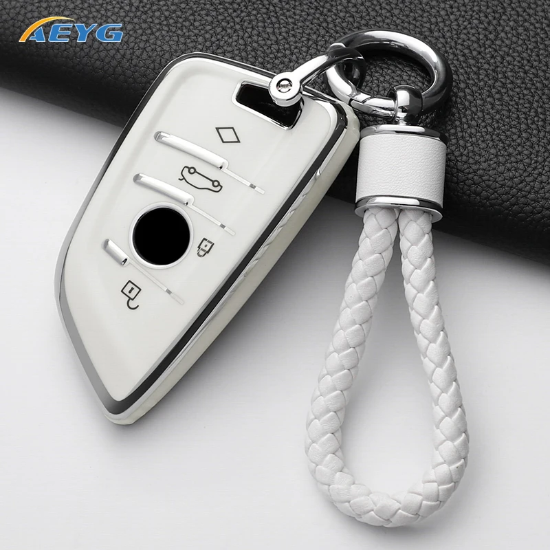TPU 자동차 원격 키 케이스 커버 셸 Fob BMW X1 X3 X4 X5 X6 F15 F16 G30 3 5 7 시리즈 G11 F48 액세서리 키 체인