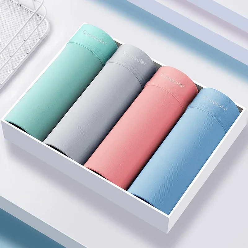Cvoekular4/8pcs 남자 복서 Underwaer 얼음 실크 Sous Vetement Homme 란제리 속옷 Bokserki Meskie Calzoncillos 반바지 팬티