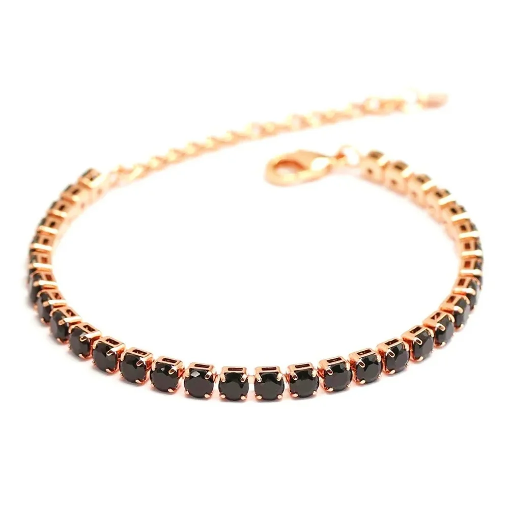 클래식 펑크 스테인레스 스틸 링크 체인 매력 팔찌 남자 골드 블랙 실버 컬러 지르콘 테니스 팔찌 여성을위한 보석 선물