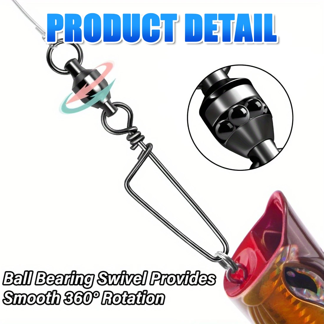 FishTrip 낚시 스냅 회전 볼 베어링 회전, 스테인리스 스틸, 코스트록 스냅, 부식 방지, 블랙 니켈 코팅