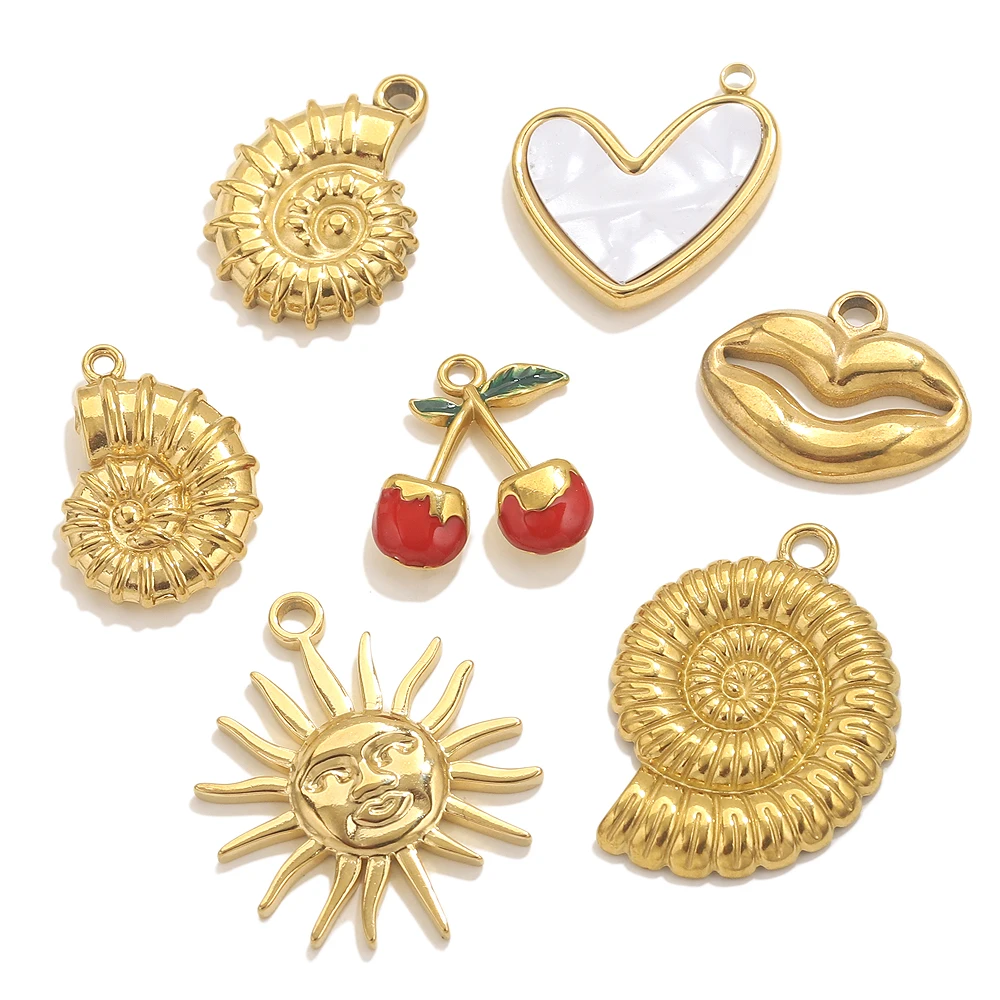 5pcs 쥬얼리에 대 한 스테인레스 스틸 골드 매력 DIY 여성 목걸이 귀걸이 쥬얼리 펜 던 트 액세서리 공예 매력 대량 만들기