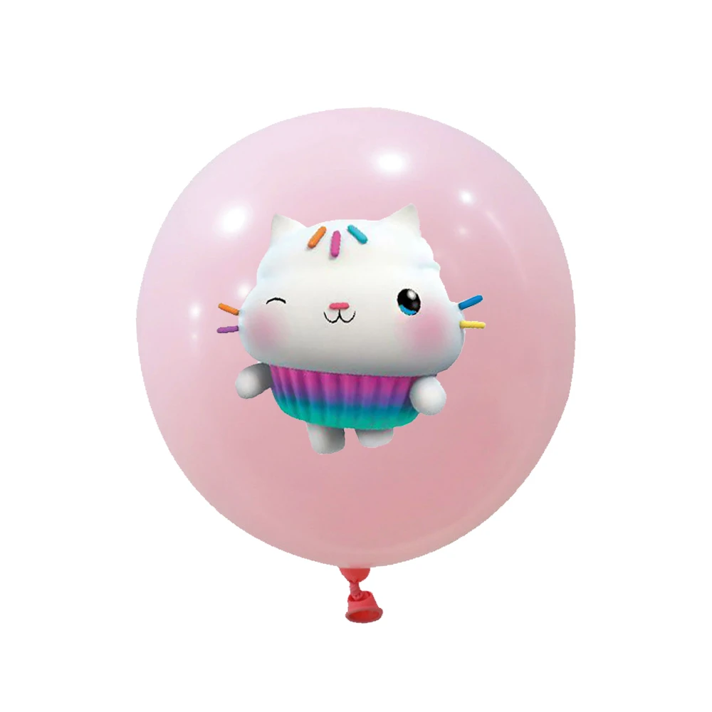 15pcs 12 인치 개비 인형 집 고양이 라텍스 스팽글 풍선 세트 베이비 샤워 파티 풍선 장식 소녀 생일 파티 용품