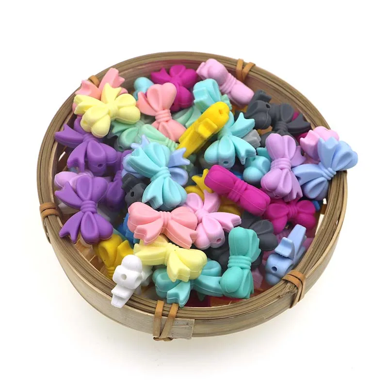 10 개/몫 미니 실리콘 구슬 보석에 대 한 활 크라운 잎 꽃 DIY 젖꼭지 체인 팔찌 액세서리 만들기