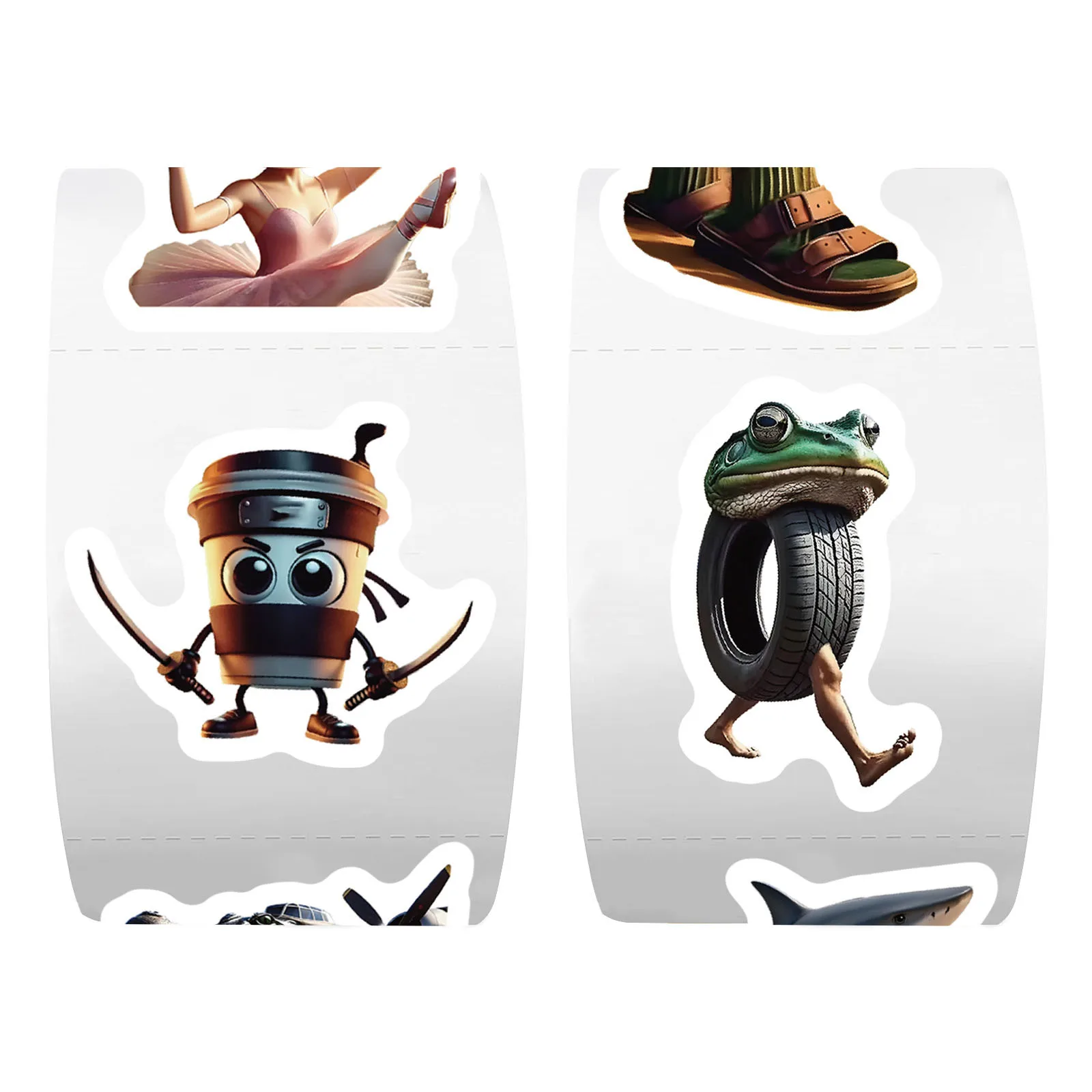 500pcs/Roll Tung Tung Sahur 이탈리아어 Brainrot AI Abstrac 씰링 스티커 DIY PVC 노트북 데칼 장식 Stiker 보상 선물 완구