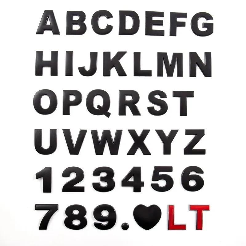 3D 금속 DIY 스타일링 문자 단어 알파벳 엠블럼 데칼, 숫자 라벨링 자동차 스티커, 후면 트렁크 로고 디지털 배지 액세서리