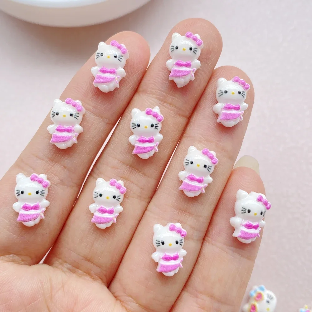 50pcs 수지 다채로운 여름 해변 눈 인어 작은 고양이 만화 갑옷 인형을 입고 플랫 백 네일 아트 DIY 스크랩북 공예