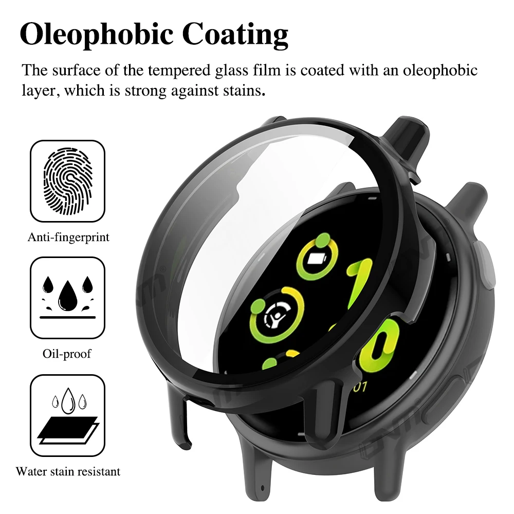 프리미엄 PC 케이스 및 강화 유리, Garmin Vivoactive 5 용 스크래치 방지 스크린 보호대 필름 및 범퍼 보호 커버 액세서리