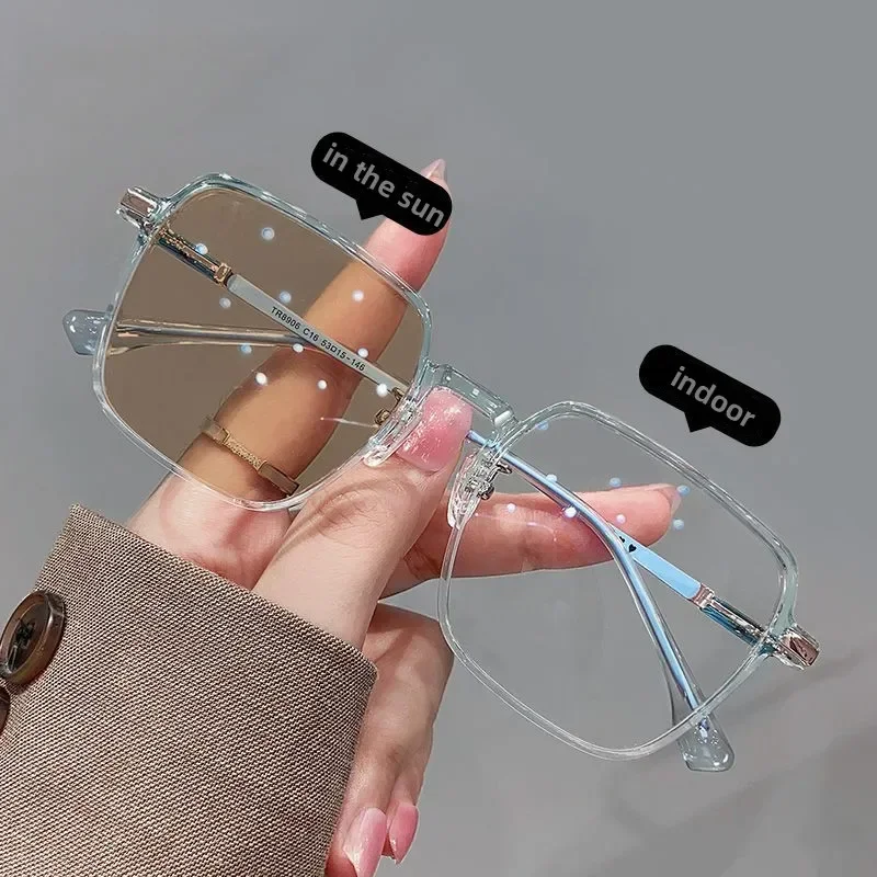 새로운 스타일 광 변색 근시 안경 남성 여성 색상 변경 안경 안티 UV 선글라스 럭셔리 근시 안경 0 ~-6.0