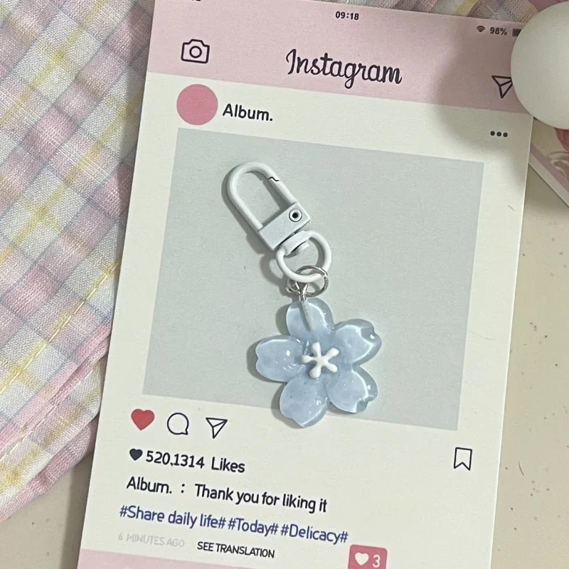 벚꽃 젤리 사쿠라 펜던트 열쇠 고리 송진, 시뮬레이션 사쿠라 열쇠 고리, 패션 배낭 걸이식 장식품, 커플 선물