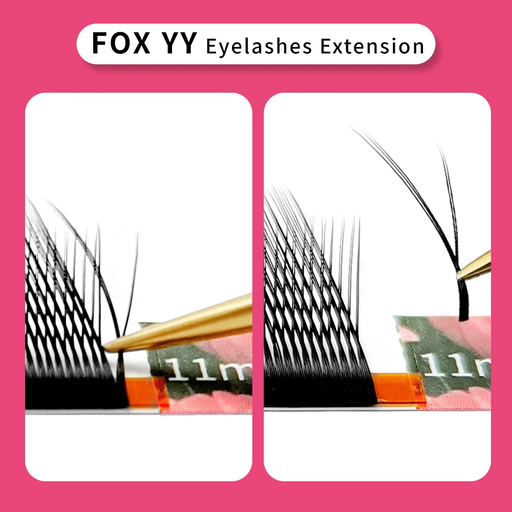 LAKANAKU 여우 눈 YY 모양 속눈썹 익스텐션 0.07mm, YY 속눈썹 섬모, 브라질 볼륨 소프트 인조 밍크 YY 속눈썹
