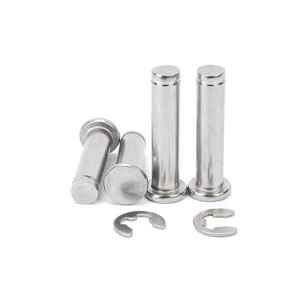 1/5pc M3 M4 M5 M6 M8 M10 M12 A2 스테인레스 스틸 플랫 헤드 베어링 원통형 위치 결정 축 샤프트 서 클립이있는 롤 은못 핀