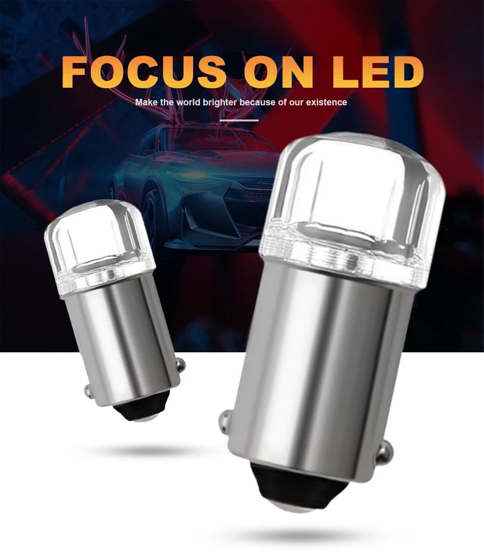 AMNINGPU 2/4x Ba9s 신호 램프 Led T4W 2835 칩 자동차 지붕 조명 미러 조명 번호판 조명 6000K 흰색 ba9s Led 12V