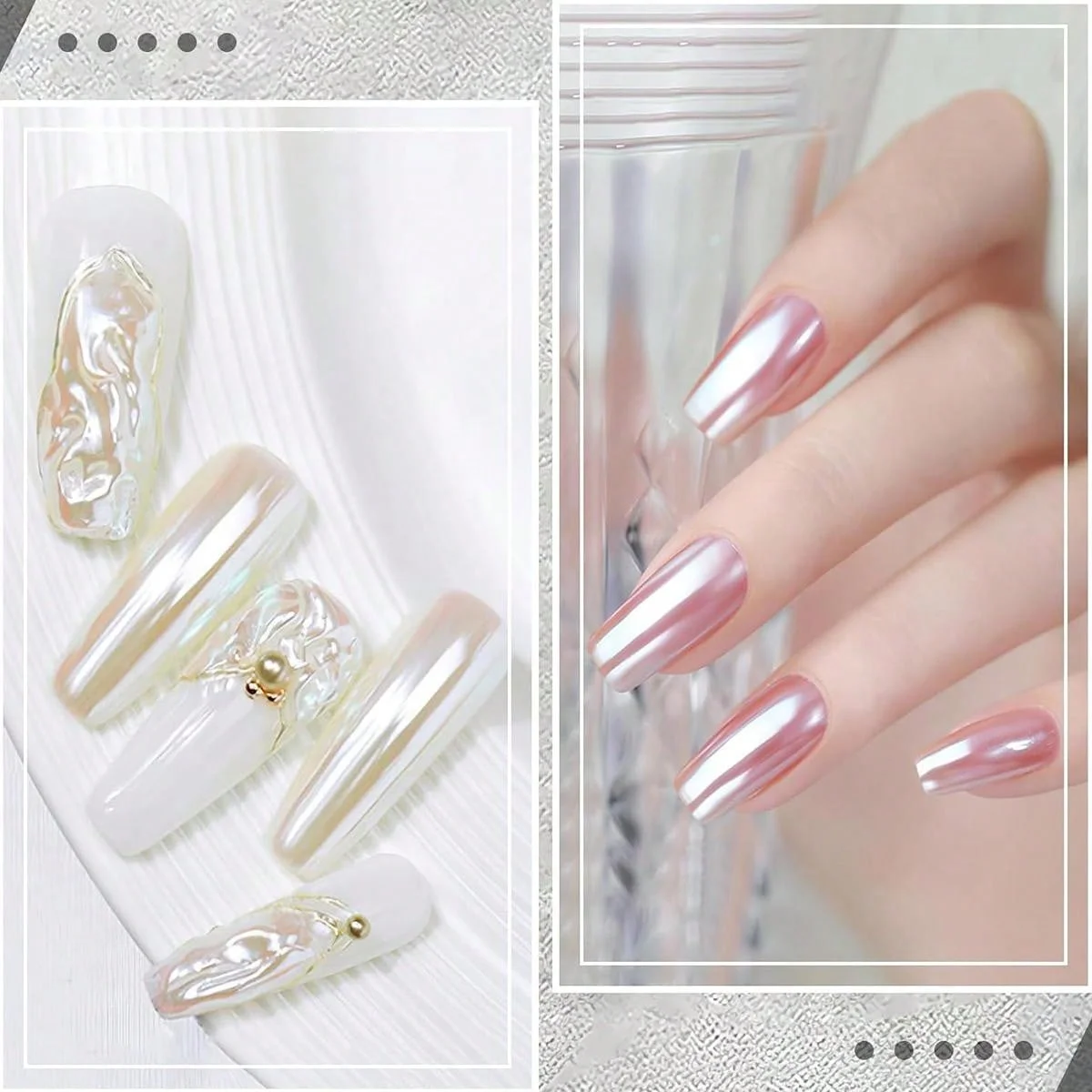 네일 아트에 진주 흰색 마찰 반짝이 먼지 크롬 오로라 노란색 보라색 매니큐어 장식 거울 인어 네일 파우더 안료