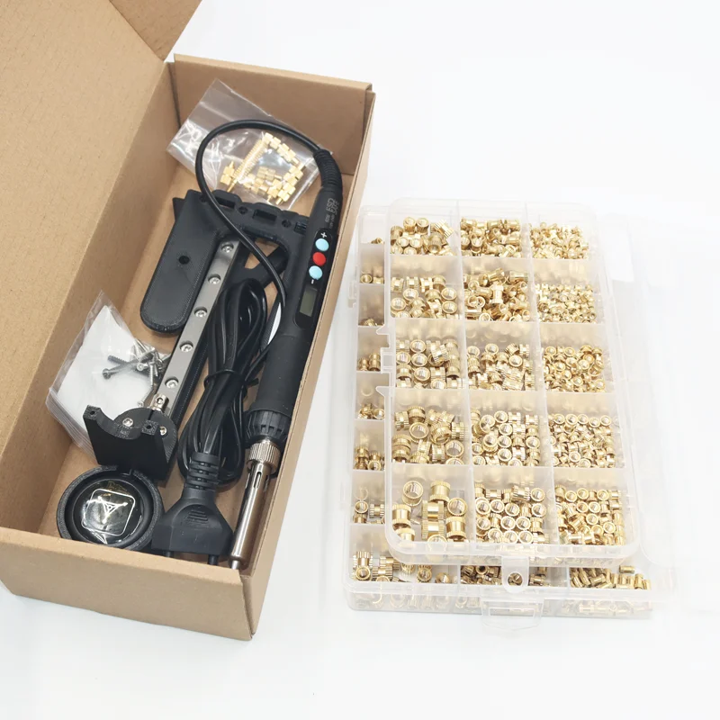 열 세트 삽입 프레스 도구 전기 납땜 인두 팁 M2 M3 M4 M5 M6 M8 스레드 황동 삽입 3d 인쇄용 너트 내장 키트