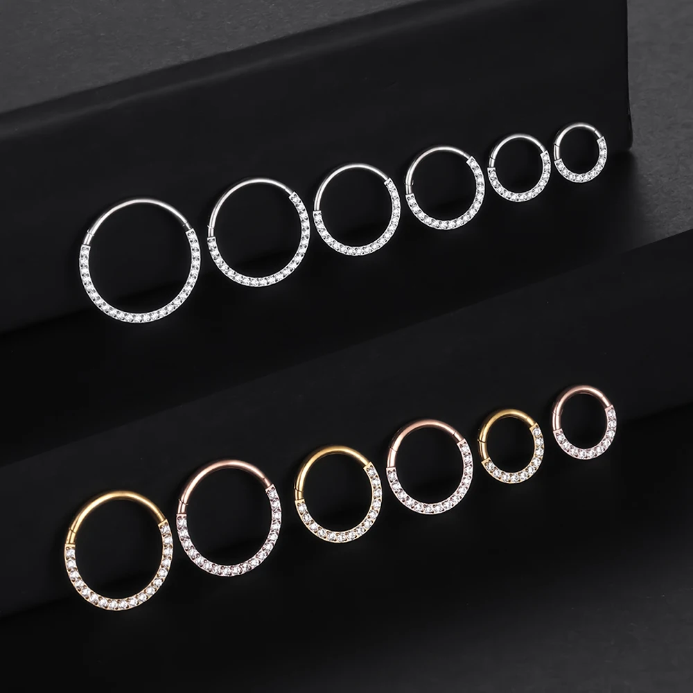 1/10Pcs ASTM F136 G23 티타늄 코걸이 힌지 세그먼트 귀 연골 이주 귀걸이 고리, 셉텀 클리커 피어싱 쥬얼리, 14G, 16G, 18G