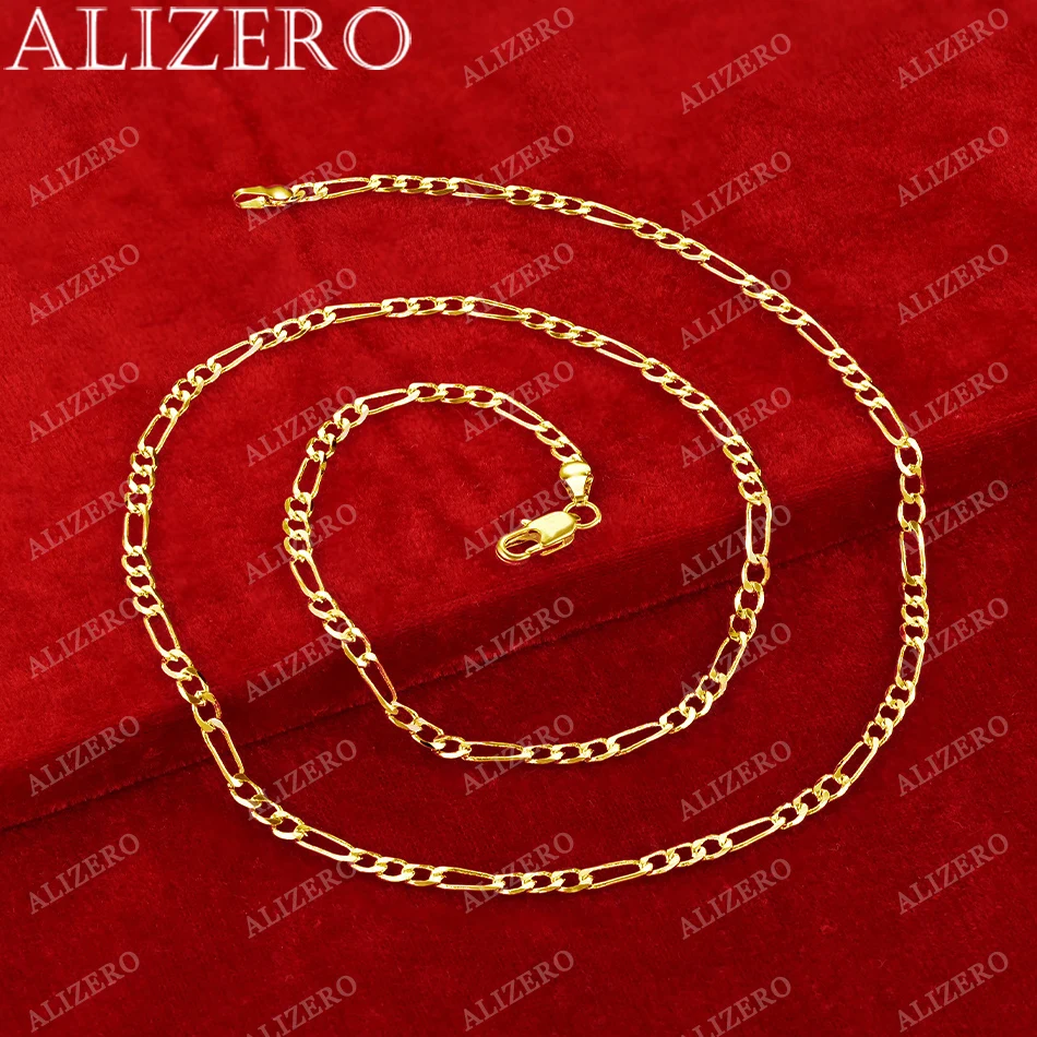 ALIZERO 18K 골드 4MM 피가로 체인 목걸이 여성을위한 남성 패션 힙합 펑크 목걸이 쥬얼리 도매 40-75cm