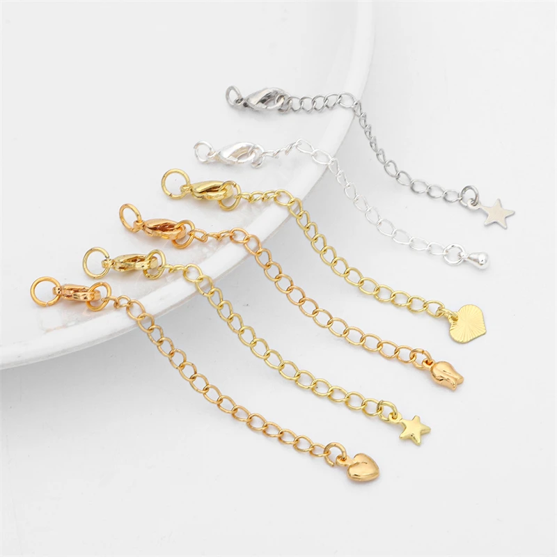 1/2/5pcs DIY 쥬얼리에 대 한 랍스터 걸쇠 커넥터와 황동 확장 확장 테일 체인 결과 팔찌 목걸이 만들기