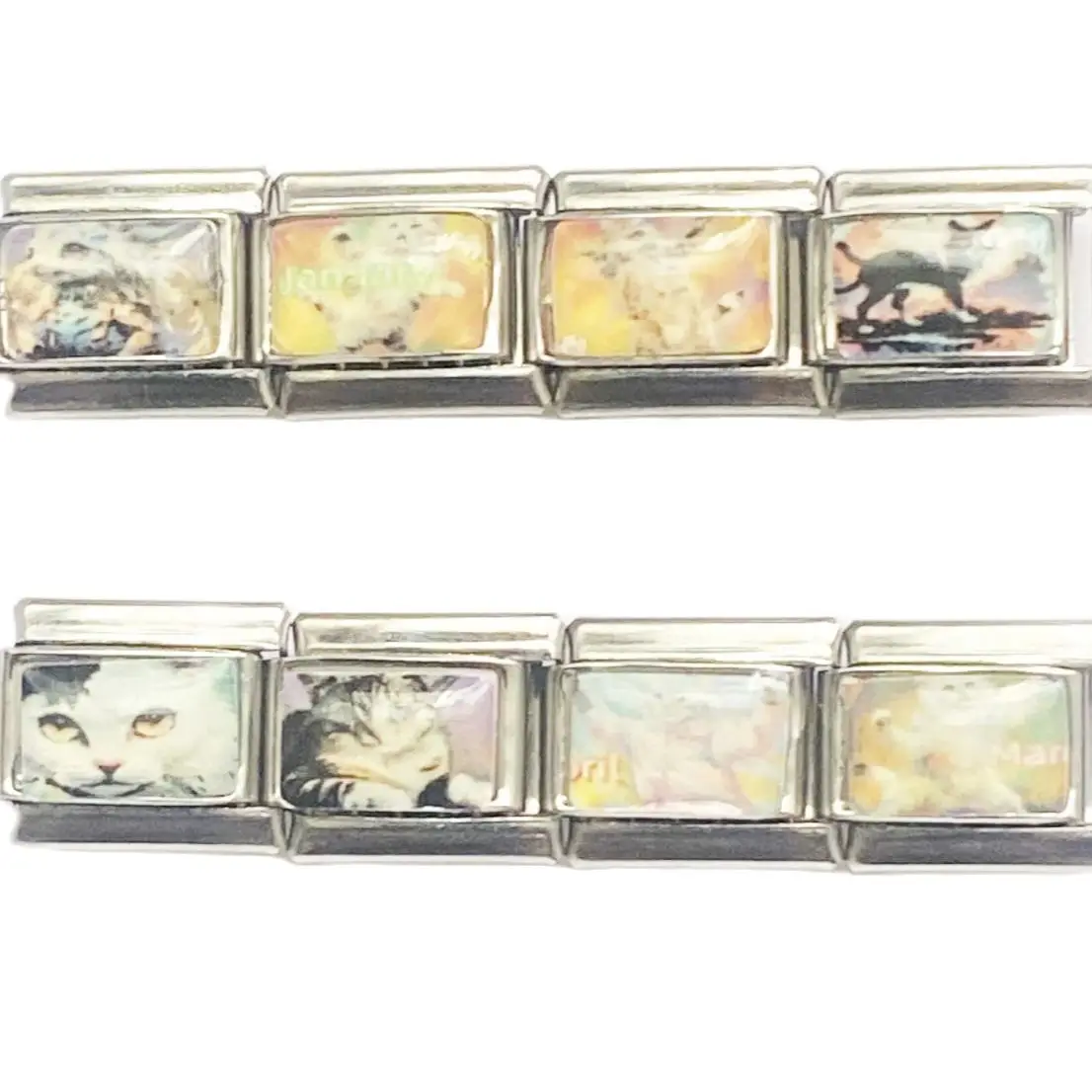 2024 새로운 귀여운 만화 고양이 이탈리아어 매력 링크 맞는 9mm 스테인레스 스틸 팔찌 DIY 쥬얼리 만들기 도매