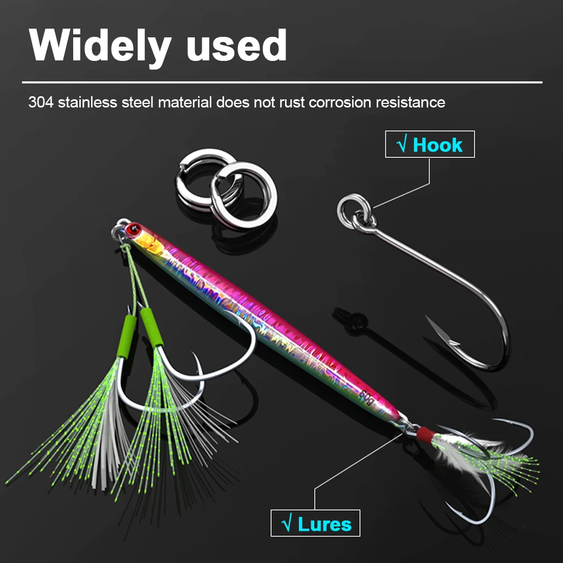 FishTrip 낚시 분할 링 30~200Pack 스테인레스 스틸 헤비 듀티 바닷물 루어 후크 낚시 커넥터 터미널 태클