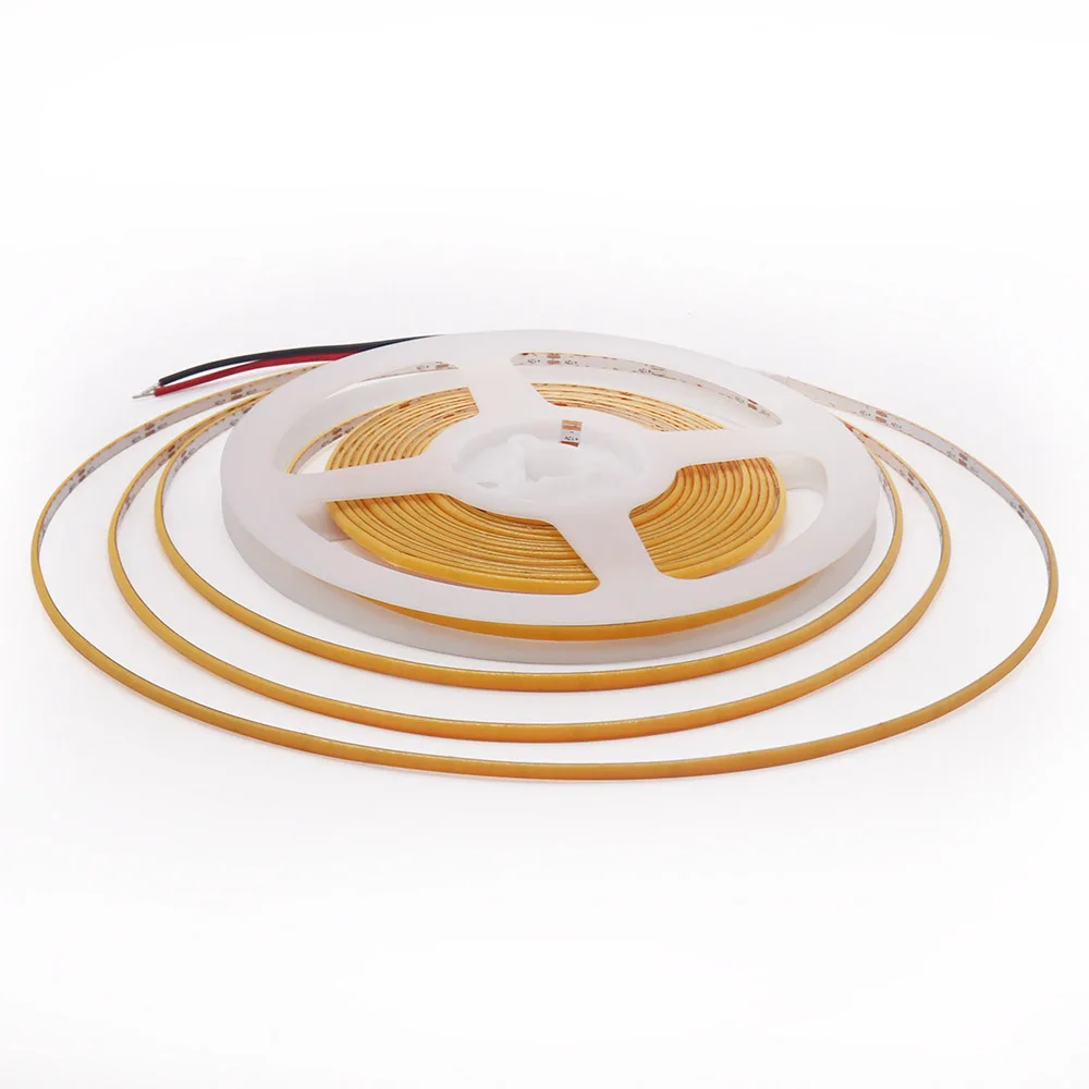 3V 5V 2.7mm 울트라 슬림 COB LED 스트립 조명 배터리 구동 DIY 미니 그림 480LED/m 유연한 테이프 라이트 레드 따뜻한 화이트 디밍 가능