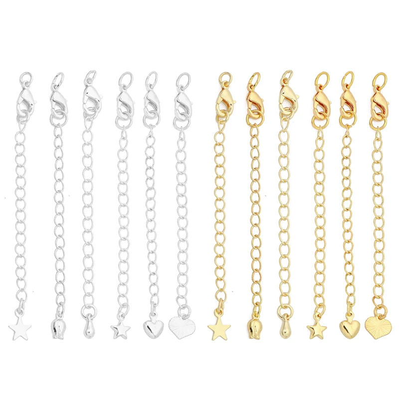 1/2/5pcs DIY 쥬얼리에 대 한 랍스터 걸쇠 커넥터와 황동 확장 확장 테일 체인 결과 팔찌 목걸이 만들기