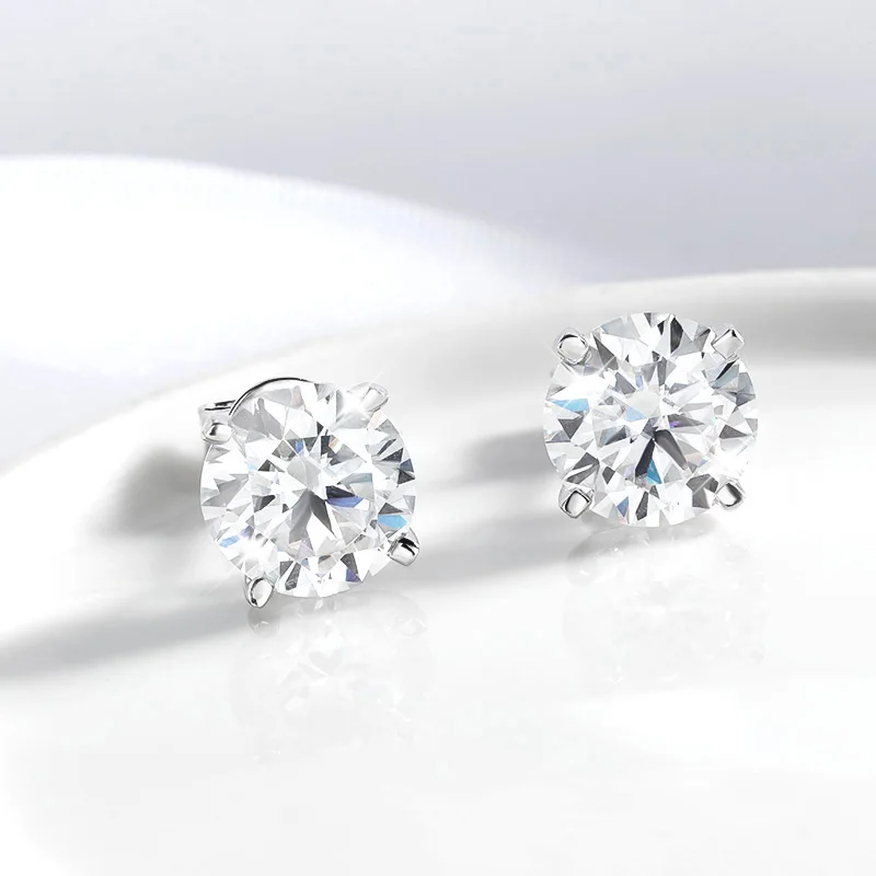 Smyoue 여성용 각 0.2-2CT GRA 인증 Moissanite 스터드 귀걸이 4 클로 스파클링 웨딩 파티 쥬얼리 스털링 실버 S925