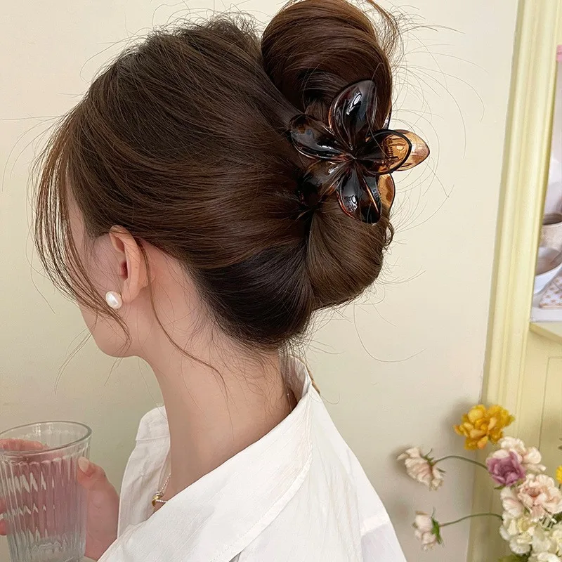 꽃 대형 머리 발톱 클립 크랩 헤어 클램프 여자 여자 포니 테일 홀더 큰 머리 바레트 헤어핀 헤어 액세서리 패션