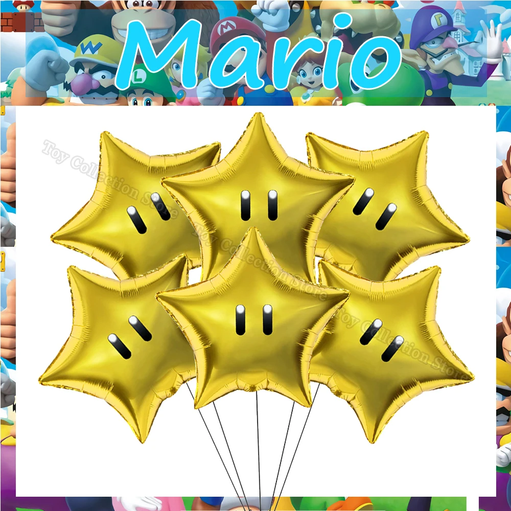 Marioed Luigi Super Bros 알루미늄 필름 풍선 세트, 파티 용품, 소년 소녀 DIY 파티 베이비 샤워 장식, 헬륨 글로보, 6 개